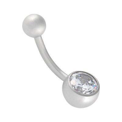 Clear Cubic Zirconia Navel Curve -  LouLou's Body Jewellery 