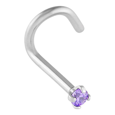 Midnight Purple Prong Set Cubic Zirconia Nostril Screw -  LouLou's Body Jewellery 