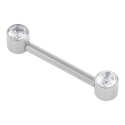 Clear Cubic Zirconia Push Fit Forward Facing Barbell -  LouLou's Body Jewellery 
