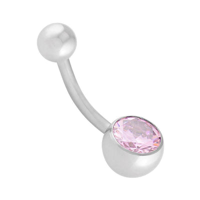 Rose Cubic Zirconia Navel Curve -  LouLou's Body Jewellery 