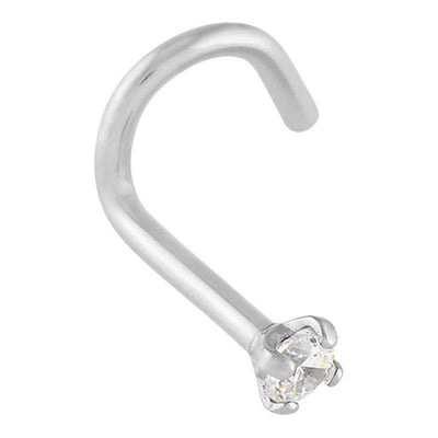 Clear Cubic Zirconia Prong Set Nostril Screw -  LouLou's Body Jewellery 