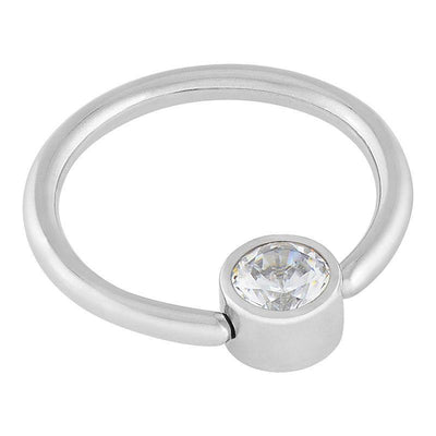 Clear Cubic Zirconia Crystal Disc Captive Ring -  LouLou's Body Jewellery 