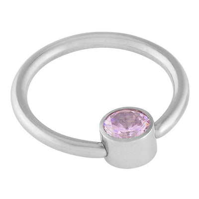 Rose Cubic Zirconia Crystal Disc Captive Ring -  LouLou's Body Jewellery 