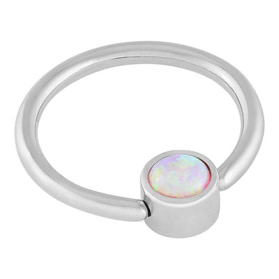 Angel Skin Cabochon Opal Disc Captive Ring -  LouLou's Body Jewellery 