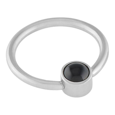 Natural Onyx Disc Captive Ring -  LouLou's Body Jewellery 