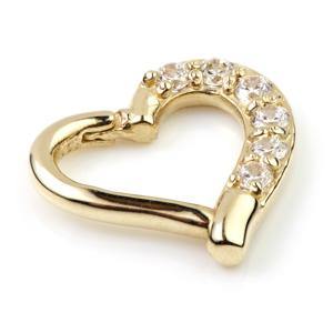 TL - 14ct Yellow Gold Gem Hinge Heart Ring - 7mm Left Side -  LouLou's Body Jewellery 