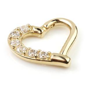TL - 14ct Yellow Gold Gem Hinge Heart Ring - 7mm Right Side -  LouLou's Body Jewellery 