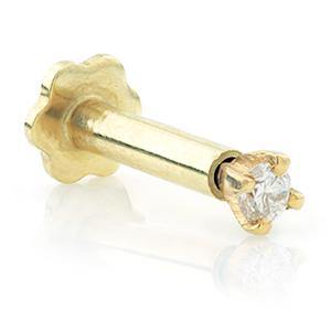 TL - 14ct Gold Diamond Solitare Internal Labret 1.2mm -  LouLou's Body Jewellery 