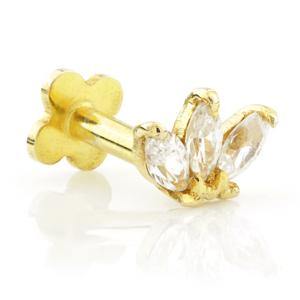 TL - Gold Fleur de Lis Marquise Internal Labret 1.2mm -  LouLou's Body Jewellery 