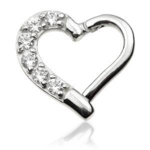 TL - 14ct White Gold Gem Hinge Heart Ring - 7mm Right Side -  LouLou's Body Jewellery 