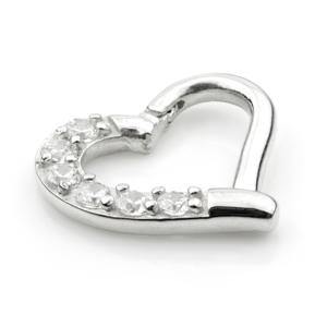 TL - 9ct White Gold Gem Hinge Heart Ring - 7mm Right Side -  LouLou's Body Jewellery 
