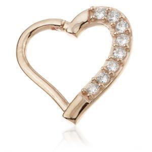 TL - 14ct Rose Gold Gem Hinge Heart Ring - 9mm Left Side -  LouLou's Body Jewellery 
