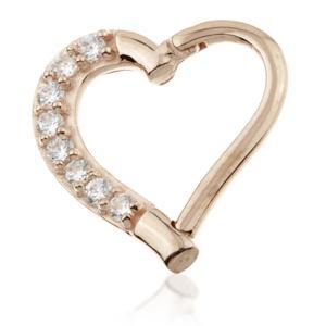 TL - 14ct Rose Gold Gem Hinge Heart Ring - 9mm Right Side -  LouLou's Body Jewellery 