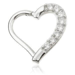 TL - 14ct White Gold Gem Hinge Heart Ring - 9mm Left Side -  LouLou's Body Jewellery 