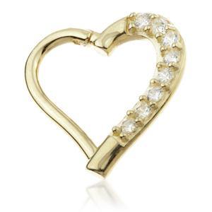TL - 14ct Yellow Gold Gem Hinge Heart Ring - 9mm Left Side -  LouLou's Body Jewellery 