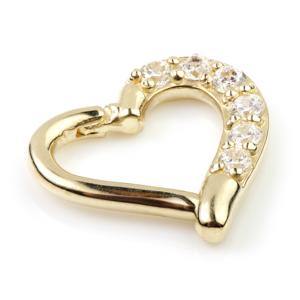 TL - 9ct Yellow Gold Gem Hinge Heart Ring - 7mm Left Side -  LouLou's Body Jewellery 