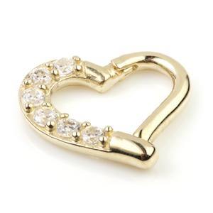 TL - 9ct Yellow Gold Gem Hinge Heart Ring - 7mm Right Side -  LouLou's Body Jewellery 
