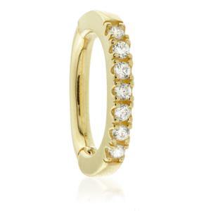 TL - Gold Pavé Jewelled Oval Rook Ring -  LouLou's Body Jewellery 