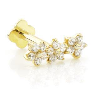 TL - Gold Jewelled Triple Daisy Internal Labret 1.2mm -  LouLou's Body Jewellery 