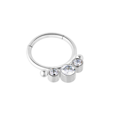 Clear Crystal Satine Hinged Segment Ring -  LouLou's Body Jewellery 