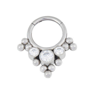 The 'Crystelle' Tri Hinged Segment Ring -  LouLou's Body Jewellery 