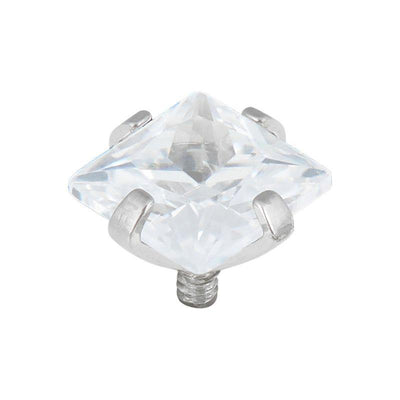 Princess Cut Clear Cubic Zirconia Claw Set Attachment -  LouLou's Body Jewellery 