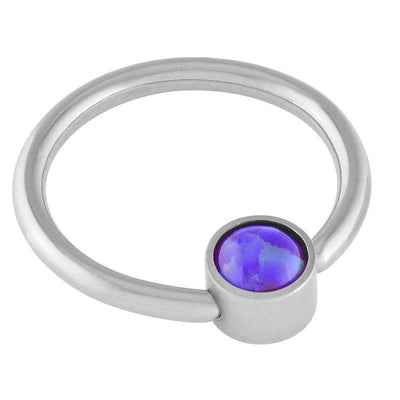 The Halo Collection Sleepy Lavender Cabochon Opal Disc Captive Ring -  LouLou's Body Jewellery 