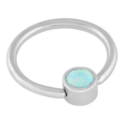 The Halo Collection Moon Yellow Cabochon Opal Disc Captive Ring -  LouLou's Body Jewellery 