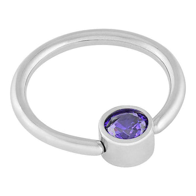 The Halo Collection Midnight Purple Cubic Zirconia Crystal Disc Captive Ring -  LouLou's Body Jewellery 