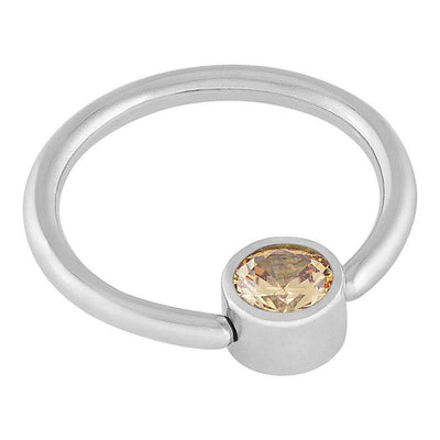 Pinchy's Champagne Cubic Zirconia Crystal Disc Captive Ring -  LouLou's Body Jewellery 