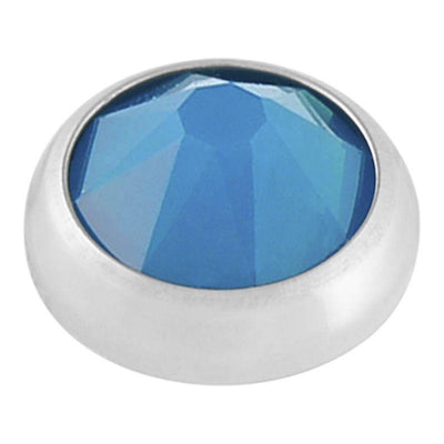 Caribbean Blue Swarovski Crystal Opal Flat Attachment -  LouLou's Body Jewellery 