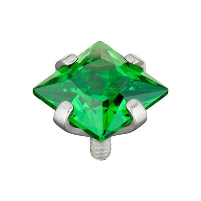 Princess Cut Nano Green Emerald Cubic Zirconia Claw Set Attachment -  LouLou's Body Jewellery 