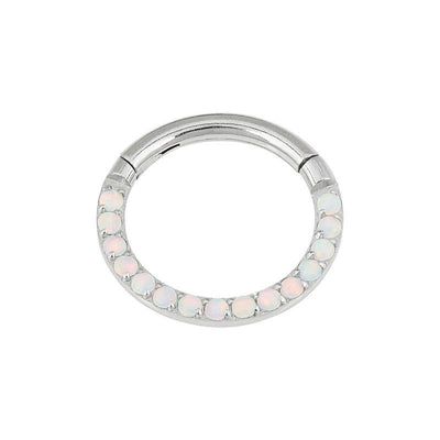 The 'Grace' Pavé Set White Cabochon Segment Ring -  LouLou's Body Jewellery 