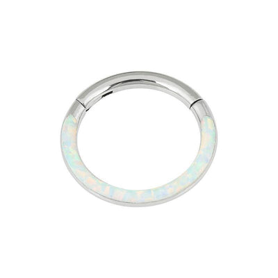 The 'Eos' White Cabochon Opal Segment Ring -  LouLou's Body Jewellery 