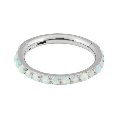 The 'Eternity' Pavé Set White Cabochon Opal Segment Ring -  LouLou's Body Jewellery 