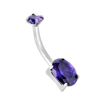 Midnight Purple Cubic Zirconia Oval Navel Curve -  LouLou's Body Jewellery 