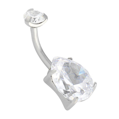 Clear Teardrop Cubic Zirconia Navel Curve -  LouLou's Body Jewellery 