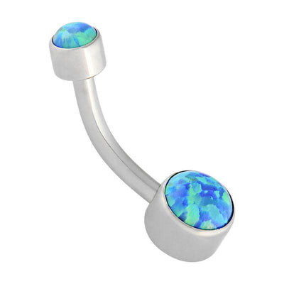 Peacock Blue Cabochon Opal Micro Navel Curve -  LouLou's Body Jewellery 