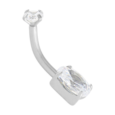 Clear Oval Cubic Zirconia Navel Curve -  LouLou's Body Jewellery 