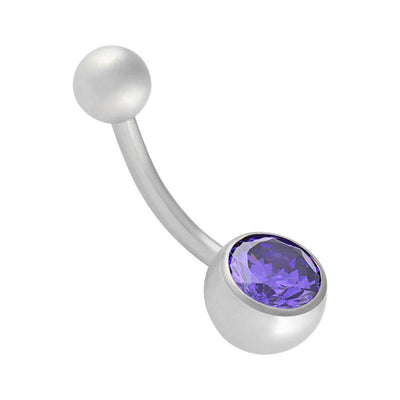 The Halo Collection Midnight Purple Crystal Cubic Zirconia Navel Bar -  LouLou's Body Jewellery 