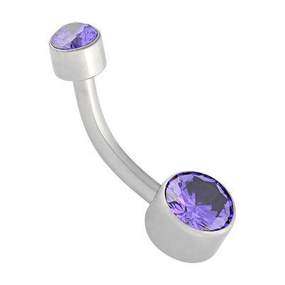 The Halo Collection Midnight Purple Cubic Zirconia Micro Navel Curve -  LouLou's Body Jewellery 