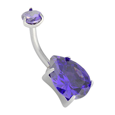 Midnight Purple Teardrop Cubic Zirconia Navel Curve -  LouLou's Body Jewellery 
