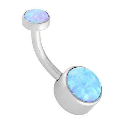 Pinchy's Azure Cabochon Opal Navel Bar -  LouLou's Body Jewellery 