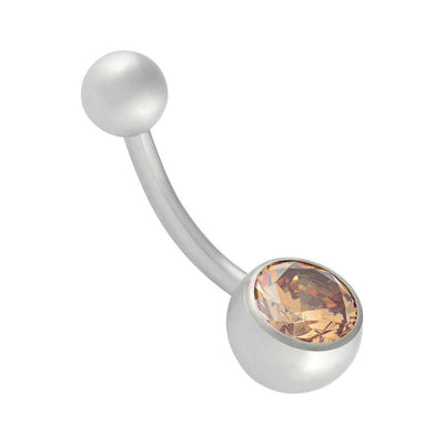 Pinchy's Champagne Cubic Zirconia Navel Bar -  LouLou's Body Jewellery 