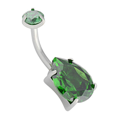Pinchy's Nano Green Emerald Teardrop Cubic Zirconia Navel Curve -  LouLou's Body Jewellery 
