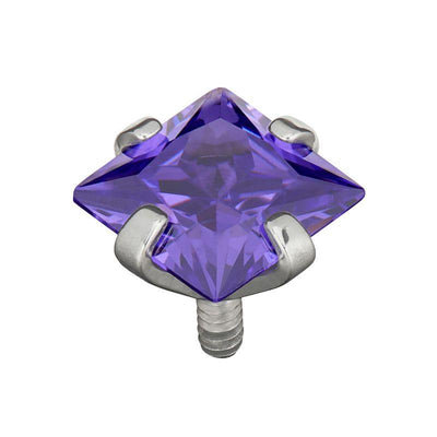 Princess Cut Midnight Purple Cubic Zirconia Claw Set Attachment -  LouLou's Body Jewellery 