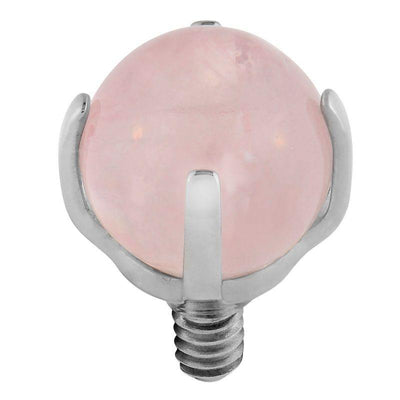 Natural Rose Quartz Prong Set Bead Attachment -  LouLou's Body Jewellery 