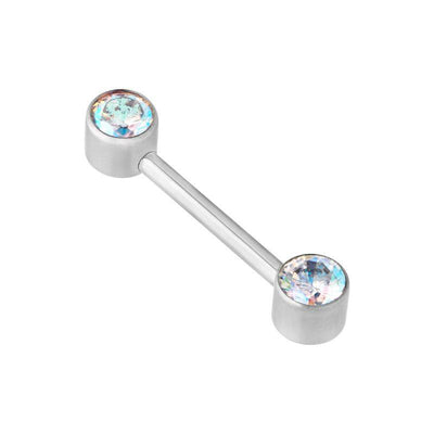 Aurora Cubic Zirconia Push Fit Forward Facing Barbell -  LouLou's Body Jewellery 