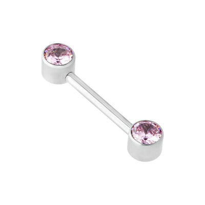 Rose Cubic Zirconia Push Fit Forward Facing Barbell -  LouLou's Body Jewellery 